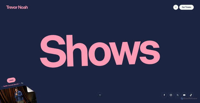 Security scan screenshot of https://www.trevornoah.com/shows