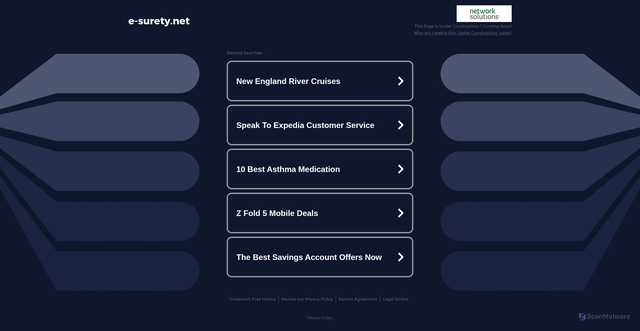 Security scan screenshot of https://e-surety.net