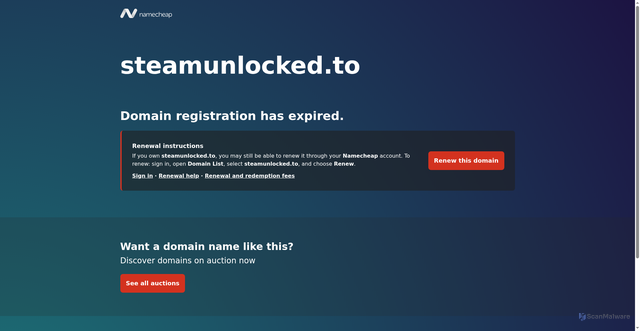 Security scan screenshot of http://steamunlocked.to