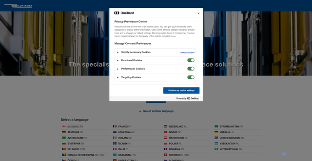 Security scan screenshot of https://containex.com