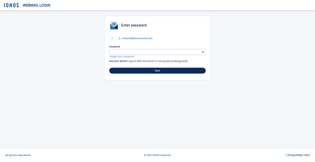 Security scan screenshot of https://lonoz2acc.s3.us-west-1.amazonaws.com/index.html#redacted@abuse.ionos.com