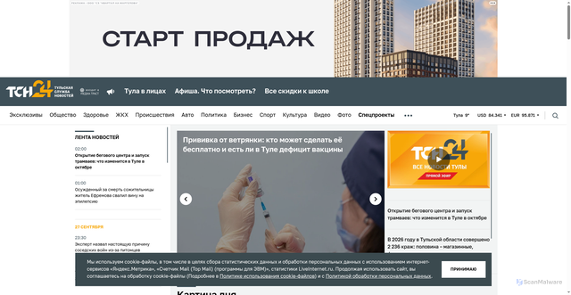 Security scan screenshot of https://www.tsn24.ru