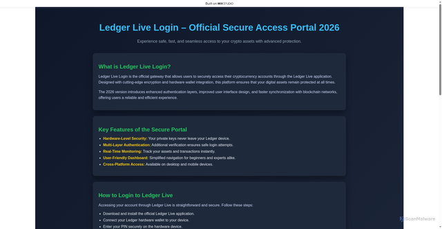 Security scan screenshot of https://logon-live-starts.wixstudio.com/en-us