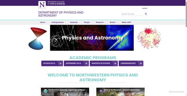 Security scan screenshot of https://physics.northwestern.edu