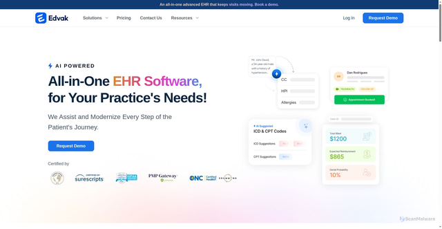 Security scan screenshot of https://edvak.com