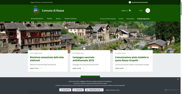 Security scan screenshot of https://www.comune.rassa.vc.it/it-it/home