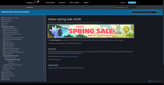 Security scan screenshot of https://partner.steamgames.com/doc/marketing/upcoming_events/2026_spring_sale
