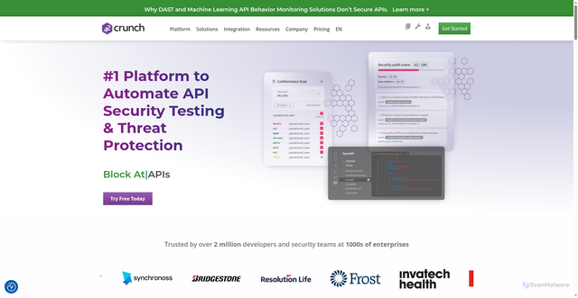 Security scan screenshot of https://42crunch.com