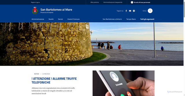Security scan screenshot of https://www.comune.sanbartolomeoalmare.im.it