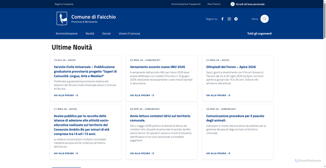 Security scan screenshot of https://www.comune.faicchio.bn.it
