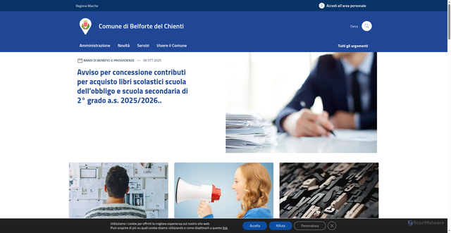 Security scan screenshot of https://www.comune.belfortedelchienti.mc.it/