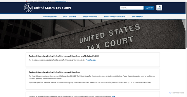 Security scan screenshot of https://ustaxcourt.gov/