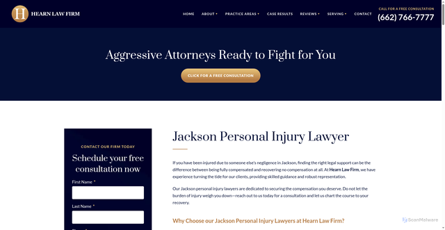 Security scan screenshot of https://www.hearnlawfirm.net/jackson-personal-injury-attorney/