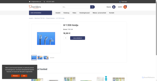 Security scan screenshot of https://maridens.ee/et/poleerimisketas/254-no-1109-hoidja.html