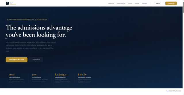 Security scan screenshot of https://ivoriadmissions.com/