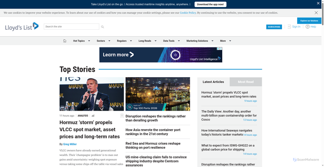 Security scan screenshot of https://www.lloydslist.com