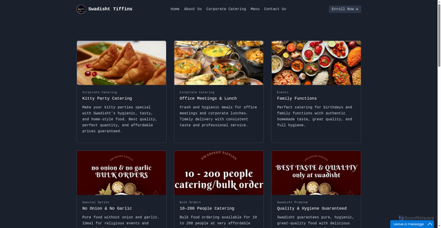 Security scan screenshot of https://swadishttiffins.pages.dev/corporate.html