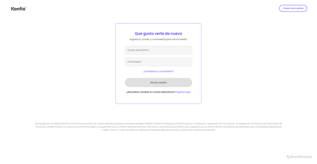 Security scan screenshot of http://konfio.online/
