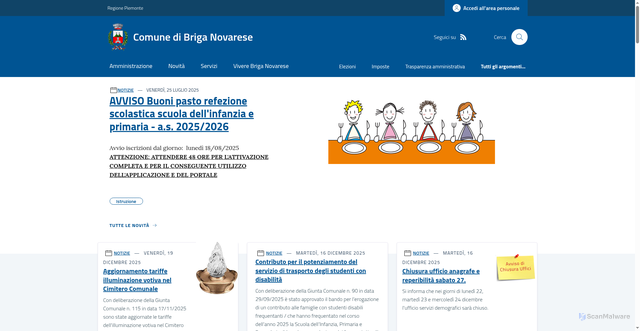 Security scan screenshot of https://www.comune.briga-novarese.no.it/
