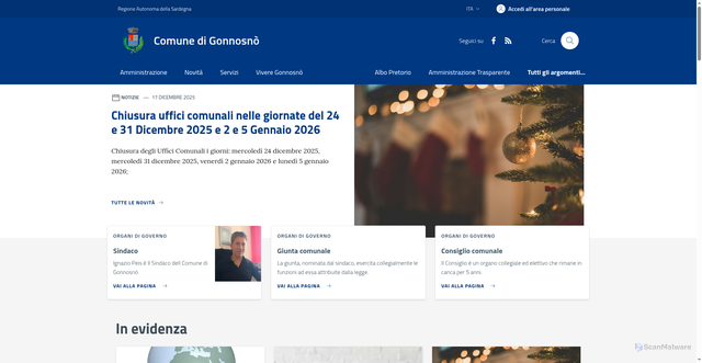 Security scan screenshot of https://comune.gonnosno.or.it/