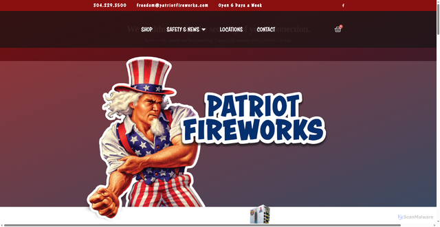 Security scan screenshot of https://patriotfireworks.com/
