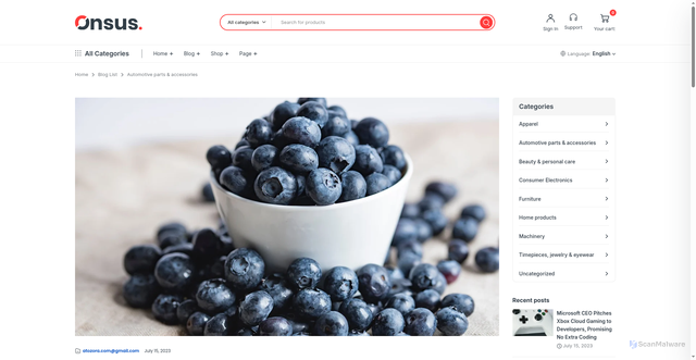 Security scan screenshot of https://atozora.com/category/automotive-parts-accessories/