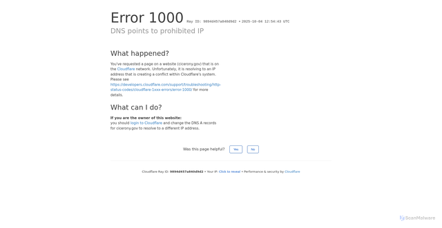 Security scan screenshot of https://cicerony.gov/