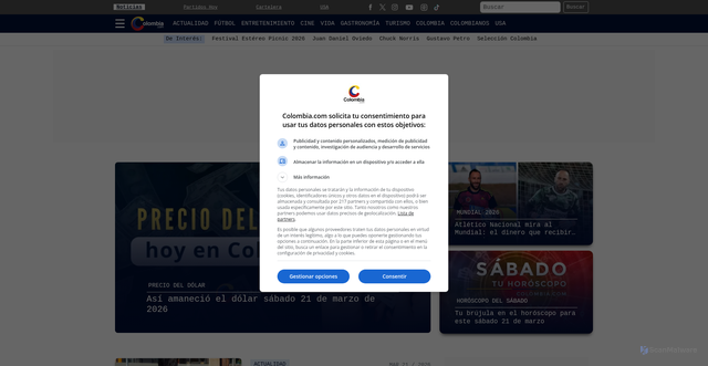 Security scan screenshot of https://colombia.com