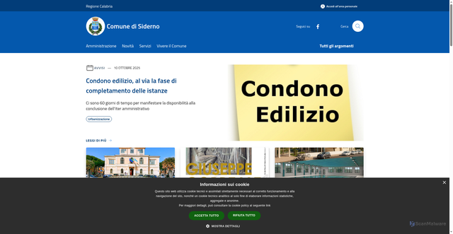 Security scan screenshot of https://www.comune.siderno.rc.it/it