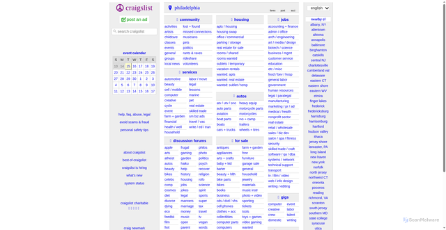 Security scan screenshot of https://philadelphia.craigslist.org