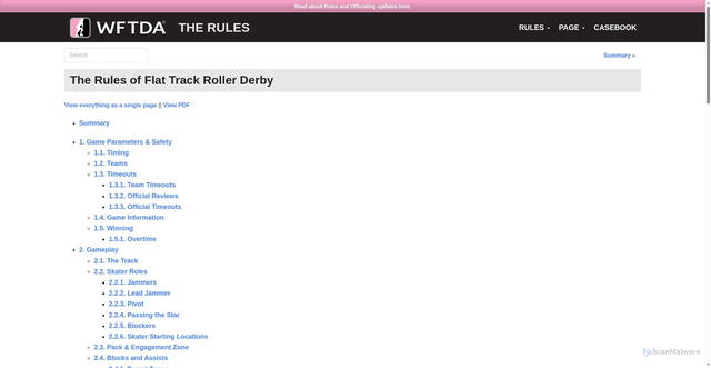 Security scan screenshot of https://rules.wftda.com
