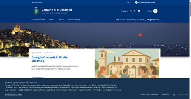 Security scan screenshot of https://www.comune.mussomeli.cl.it