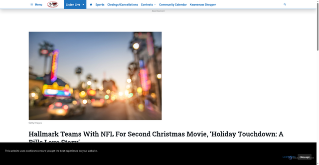 Security scan screenshot of https://www.thewolf.com/2025/03/27/hallmark-teams-with-nfl-for-second-christmas-movie-holiday-touchdown-a-bills-love-story/