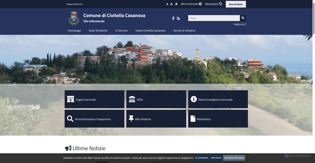 Security scan screenshot of https://www.comune.civitellacasanova.pe.it/