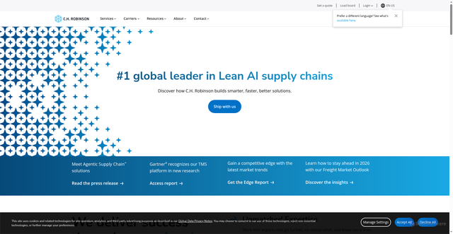 Security scan screenshot of https://www.chrobinson.com/en-us/