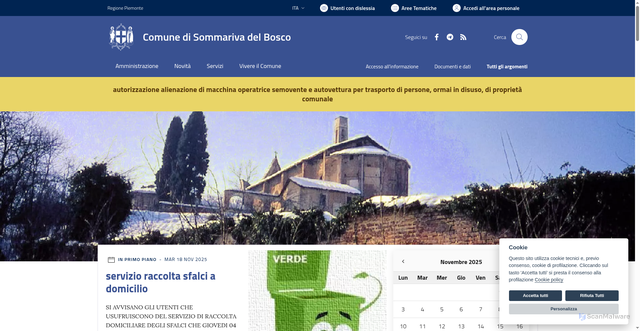 Security scan screenshot of https://www.comune.sommarivadelbosco.cn.it/