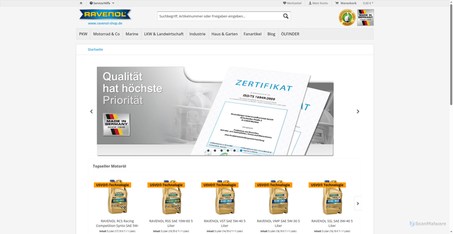 Security scan screenshot of https://www.ravenol-shop.de