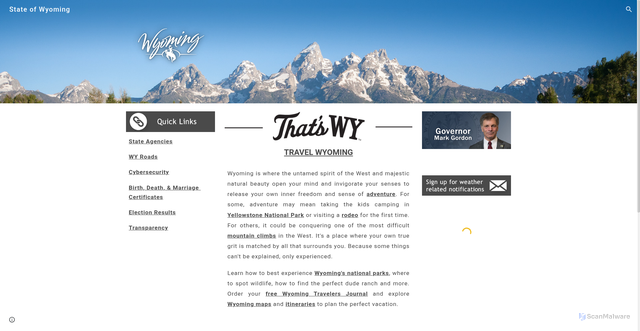 Security scan screenshot of https://www.wyo.gov/