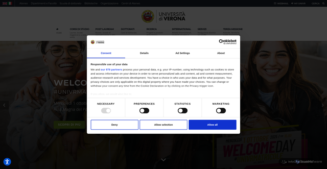 Security scan screenshot of https://www.univr.it/it/home
