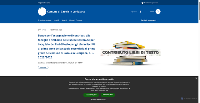 Security scan screenshot of https://www.comune.casola-in-lunigiana.ms.it/it
