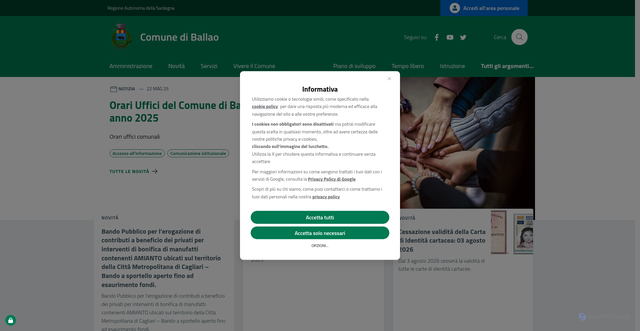Security scan screenshot of https://www.comune.ballao.su.it/