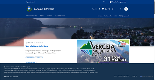 Security scan screenshot of https://www.comune.verceia.so.it