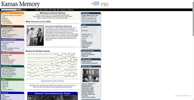 Security scan screenshot of https://www.kansasmemory.gov/