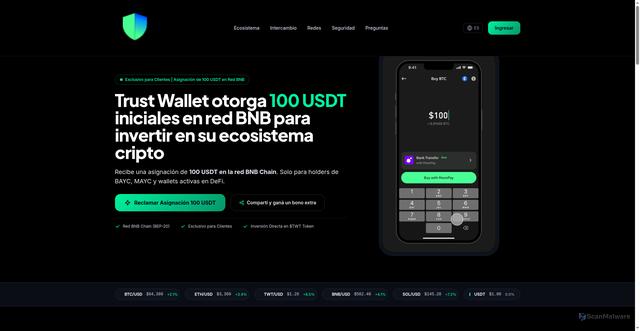 Security scan screenshot of http://trustwallet-tokentwtowner.vercel.app/