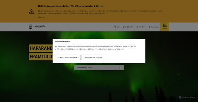 Security scan screenshot of https://www.haparanda.se/