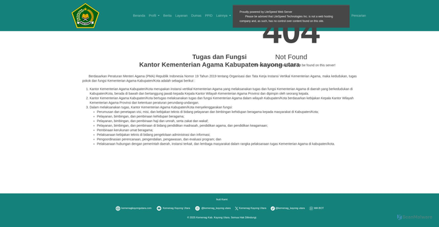 Security scan screenshot of https://kemenagkayongutara.com/Profil/tugas_fungsi/