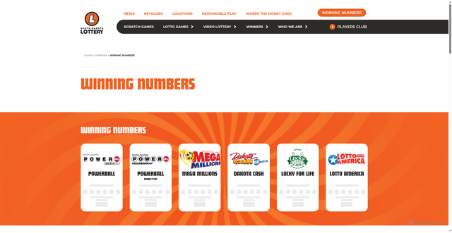 Security scan screenshot of https://lottery-admin.sd.gov/winners/winning-numbers/