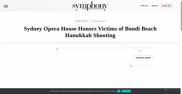 Security scan screenshot of https://symphony.org/sydney-opera-house-honors-victims-of-bondi-beach-hanukkah-shooting/%22