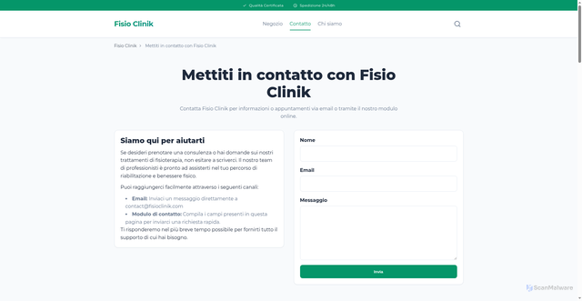 Security scan screenshot of https://fisioclinik-com.pages.dev/contatti/