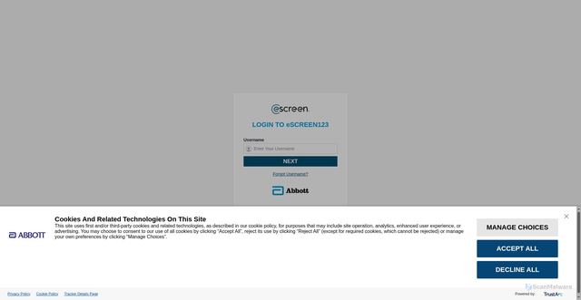 Security scan screenshot of https://idp.escreen.com